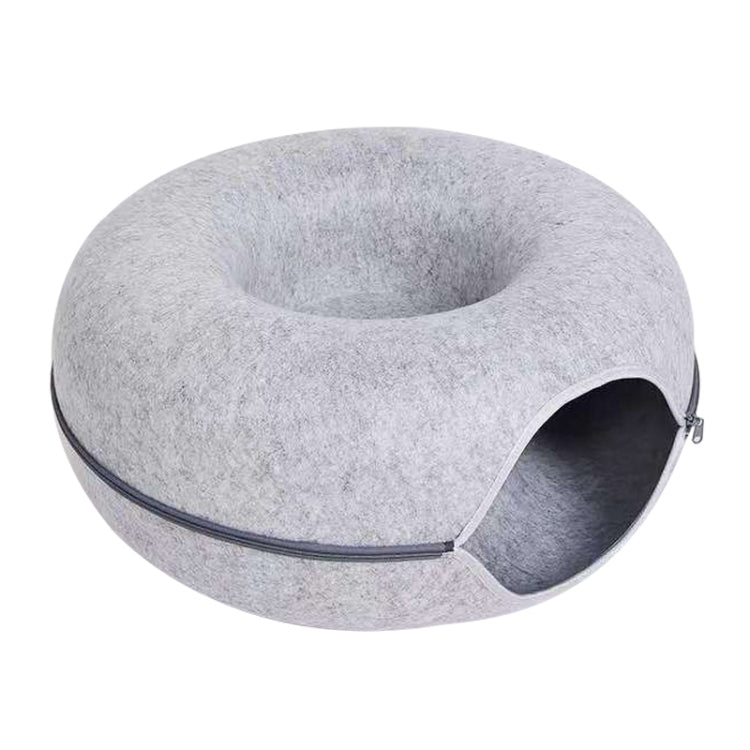 Round Wool Felt Cat Litter Tunnel Cat Litter, Size:60x60x27cm(Light Grey) - Beds by PMC TechLife | Online Shopping South Africa | PMC TechLife | Buy Now Pay Later Mobicred