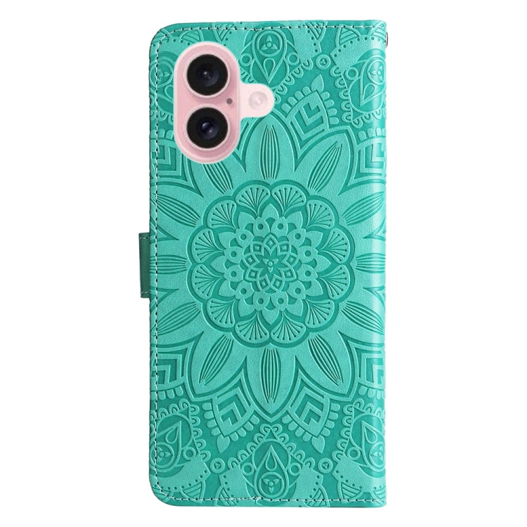 For iPhone 16 Embossed Sunflower Leather Phone Case(Green) - free shipping - PMC TechLife - Order now!