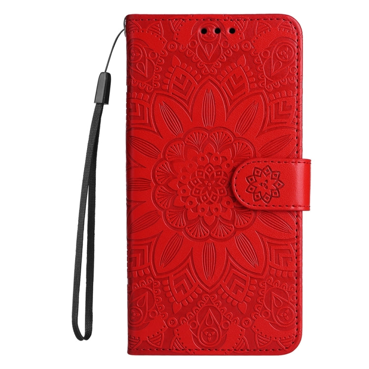 For iPhone 16 Embossed Sunflower Leather Phone Case(Red) - free shipping - PMC TechLife - Order now!