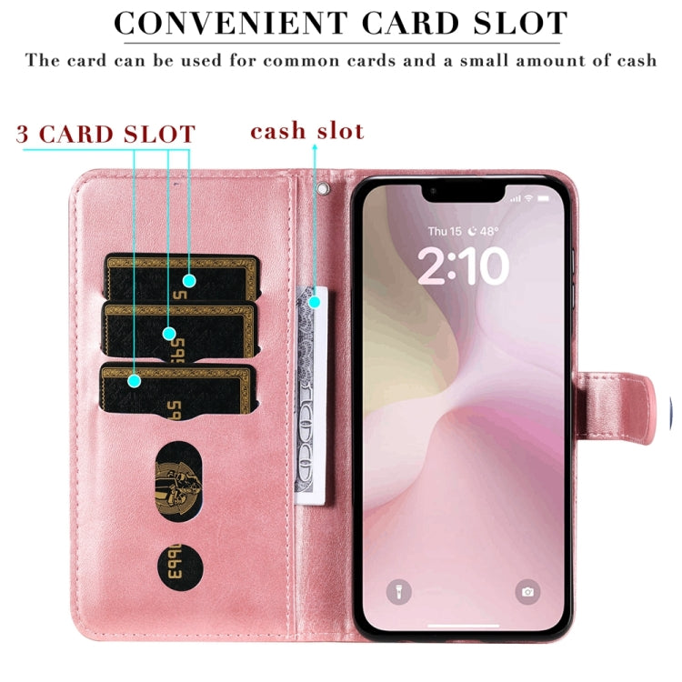 For iPhone 16e Fashion Calf Texture Zipper Leather Phone Case(Rose Gold) - iPhone 16e Cases by PMC TechLife | Online Shopping South Africa | PMC TechLife | Buy Now Pay Later Mobicred