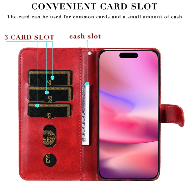 For iPhone 16 Fashion Calf Texture Zipper Leather Phone Case(Red) - iPhone 16 Cases by PMC Jewellery | Online Shopping South Africa | PMC Jewellery | Buy Now Pay Later Mobicred