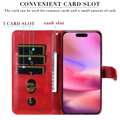 For iPhone 16 Fashion Calf Texture Zipper Leather Phone Case(Red) - iPhone 16 Cases by PMC Jewellery | Online Shopping South Africa | PMC Jewellery | Buy Now Pay Later Mobicred