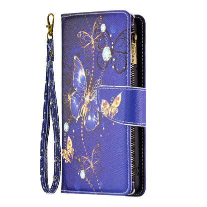 For iPhone 16 Colored Drawing Pattern Zipper Phone Leather Case(Purple Butterfly) - iPhone 16 Cases by PMC Jewellery | Online Shopping South Africa | PMC Jewellery | Buy Now Pay Later Mobicred