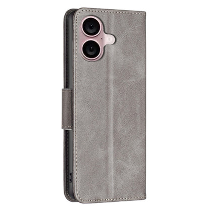 For iPhone 16 Lambskin Texture Pure Color Flip Leather Phone Case(Grey) - iPhone 16 Cases by PMC Jewellery | Online Shopping South Africa | PMC Jewellery | Buy Now Pay Later Mobicred