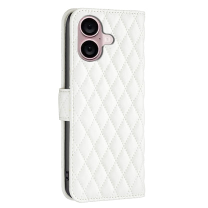 For iPhone 16 Plus Diamond Lattice Wallet Flip Leather Phone Case(White) - iPhone 16 Plus Cases by PMC Jewellery | Online Shopping South Africa | PMC Jewellery | Buy Now Pay Later Mobicred