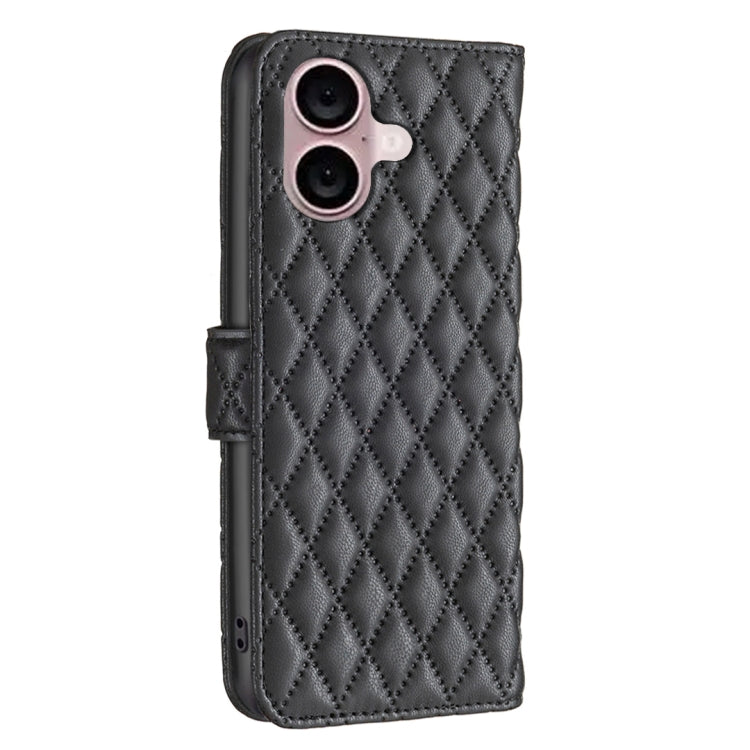 For iPhone 16 Plus Diamond Lattice Wallet Flip Leather Phone Case(Black) - iPhone 16 Plus Cases by PMC Jewellery | Online Shopping South Africa | PMC Jewellery | Buy Now Pay Later Mobicred