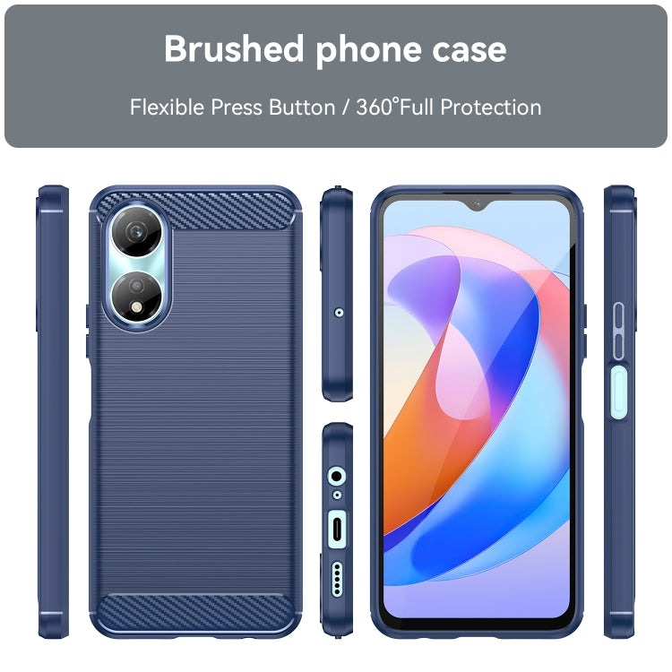 For Honor X7b Brushed Texture Carbon Fiber TPU Phone Case(Blue) - Honor Cases by PMC Jewellery | Online Shopping South Africa | PMC Jewellery