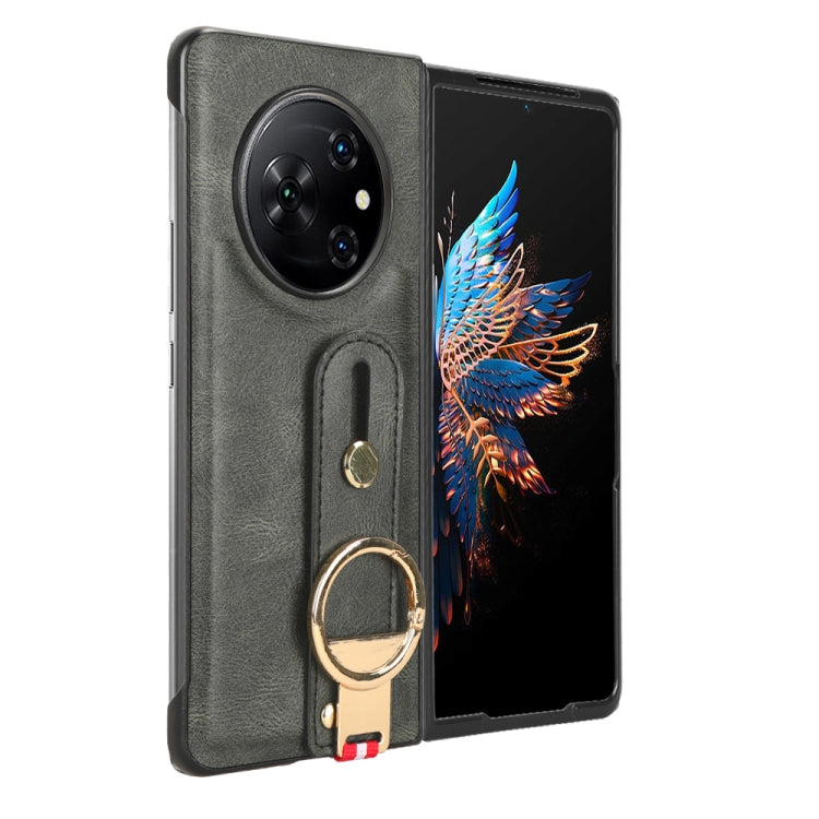 For Tecno Phantom V Fold Wristband Leather Back Phone Case(Green) - Tecno Cases by PMC TechLife | Online Shopping South Africa | PMC TechLife