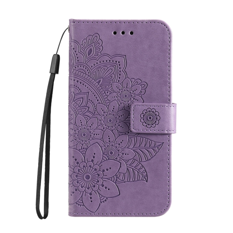 For Google Pixel 9 7-petal Flowers Embossing Leather Phone Case(Light Purple) - Google Cases by PMC TechLife | Online Shopping South Africa | PMC TechLife | Buy Now Pay Later Mobicred