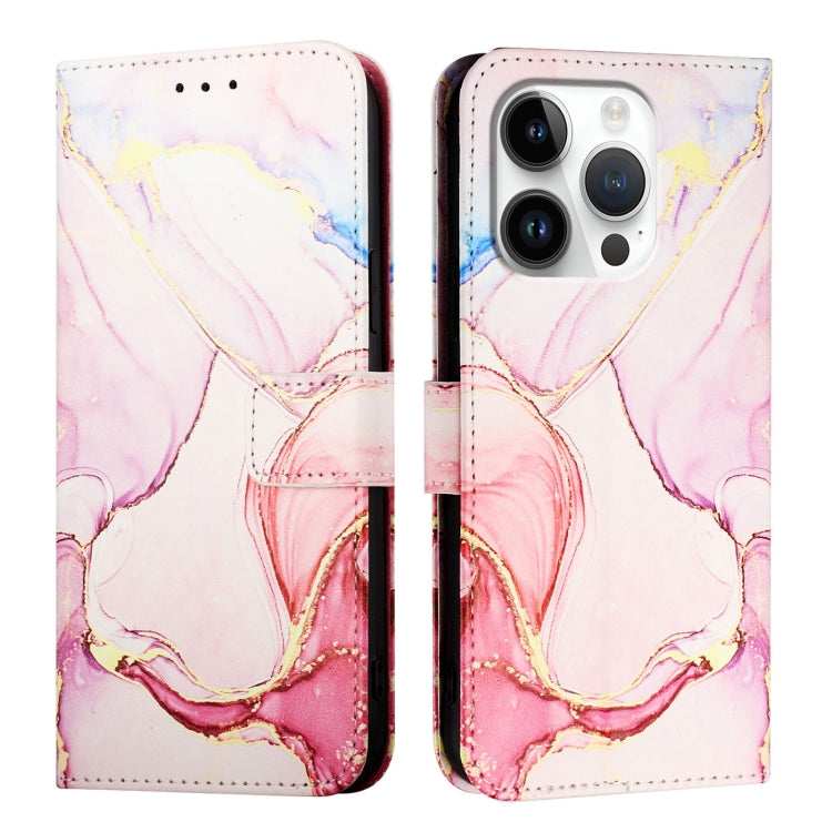 For iPhone 16 Pro PT003 Marble Pattern Flip Leather Phone Case(Rose Gold) - iPhone 16 Pro Cases by PMC TechLife | Online Shopping South Africa | PMC TechLife | Buy Now Pay Later Mobicred