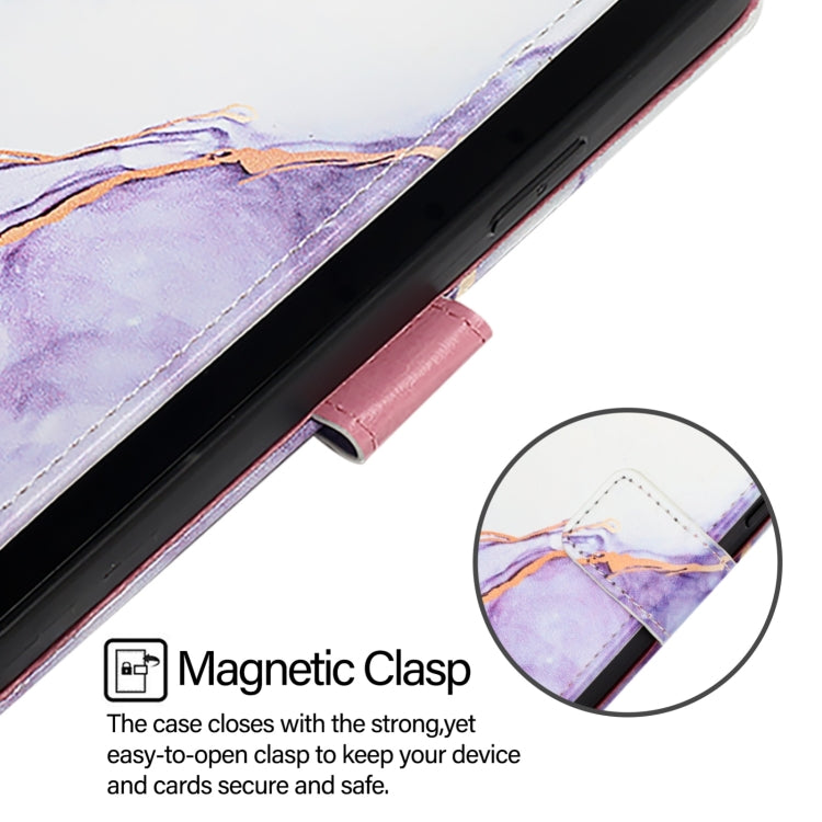 For iPhone 16 PT003 Marble Pattern Flip Leather Phone Case(White Purple LS006) - iPhone 16 Cases by PMC TechLife | Online Shopping South Africa | PMC TechLife | Buy Now Pay Later Mobicred