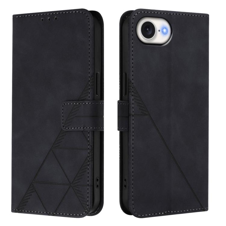 For iPhone 16e Crossbody 3D Embossed Flip Leather Phone Case(Black) - iPhone 16e Cases by PMC TechLife | Online Shopping South Africa | PMC TechLife | Buy Now Pay Later Mobicred