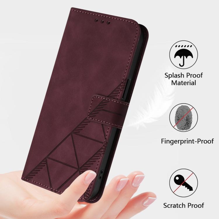 For iPhone 16e Crossbody 3D Embossed Flip Leather Phone Case(Wine Red) - iPhone 16e Cases by PMC TechLife | Online Shopping South Africa | PMC TechLife | Buy Now Pay Later Mobicred