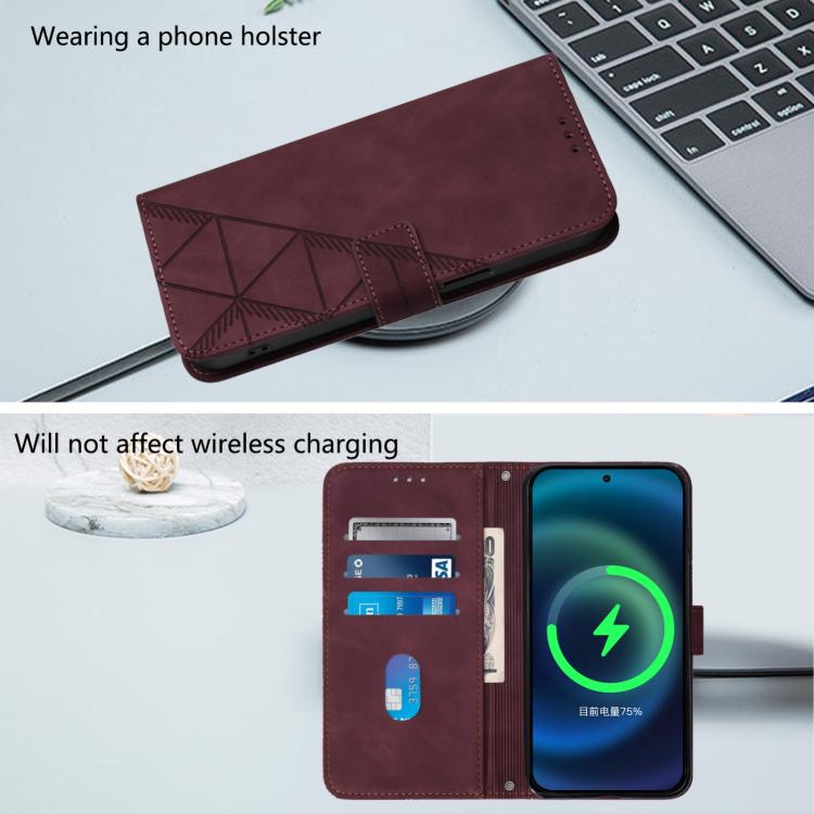 For iPhone 16e Crossbody 3D Embossed Flip Leather Phone Case(Wine Red) - iPhone 16e Cases by PMC TechLife | Online Shopping South Africa | PMC TechLife | Buy Now Pay Later Mobicred