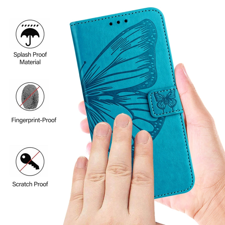 For iPhone 16 Pro Max Embossed Butterfly Leather Phone Case(Blue) - iPhone 16 Pro Max Cases by PMC TechLife | Online Shopping South Africa | PMC TechLife | Buy Now Pay Later Mobicred