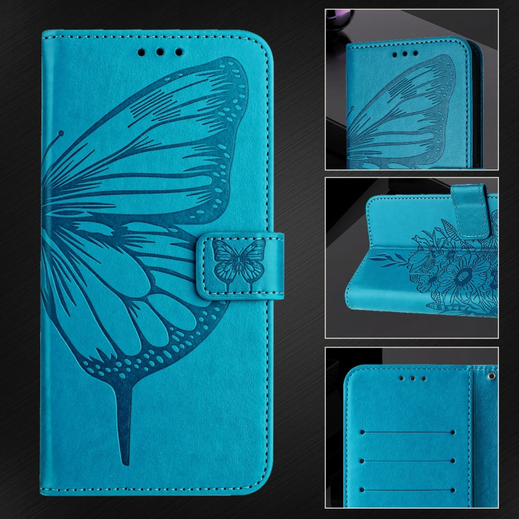 For iPhone 16 Pro Max Embossed Butterfly Leather Phone Case(Blue) - iPhone 16 Pro Max Cases by PMC TechLife | Online Shopping South Africa | PMC TechLife | Buy Now Pay Later Mobicred