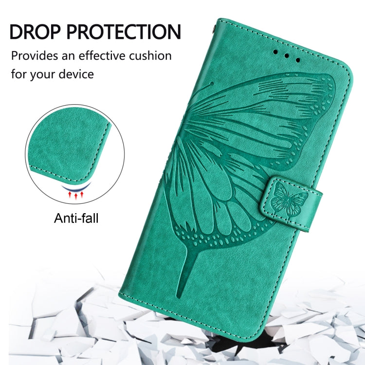 For iPhone 16 Pro Max Embossed Butterfly Leather Phone Case(Green) - iPhone 16 Pro Max Cases by PMC TechLife | Online Shopping South Africa | PMC TechLife | Buy Now Pay Later Mobicred