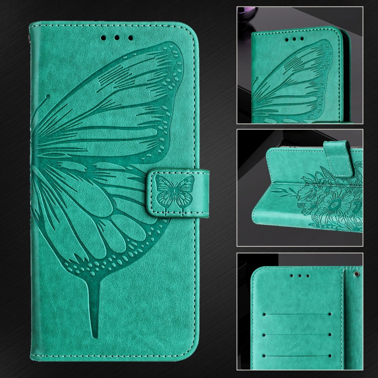 For iPhone 16 Pro Embossed Butterfly Leather Phone Case(Green) - iPhone 16 Pro Cases by PMC TechLife | Online Shopping South Africa | PMC TechLife | Buy Now Pay Later Mobicred