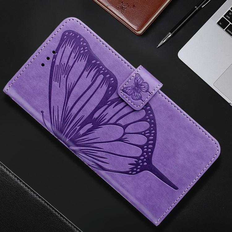 For iPhone 16 Pro Embossed Butterfly Leather Phone Case(Light Purple) - iPhone 16 Pro Cases by PMC TechLife | Online Shopping South Africa | PMC TechLife | Buy Now Pay Later Mobicred