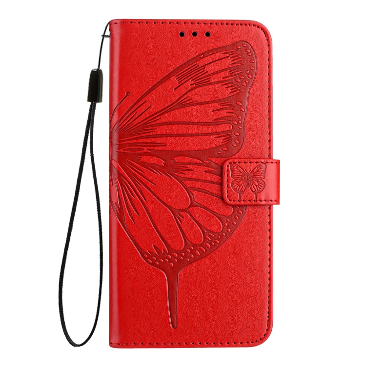 For iPhone 16 Embossed Butterfly Leather Phone Case(Red) - iPhone 16 Cases by PMC Jewellery | Online Shopping South Africa | PMC Jewellery | Buy Now Pay Later Mobicred