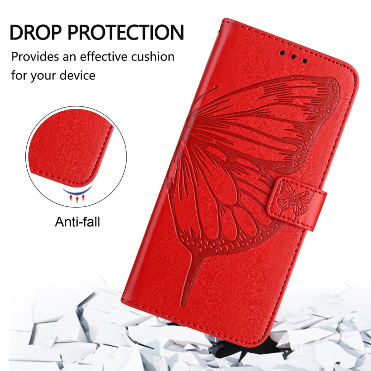 For iPhone 16 Embossed Butterfly Leather Phone Case(Red) - iPhone 16 Cases by PMC Jewellery | Online Shopping South Africa | PMC Jewellery | Buy Now Pay Later Mobicred