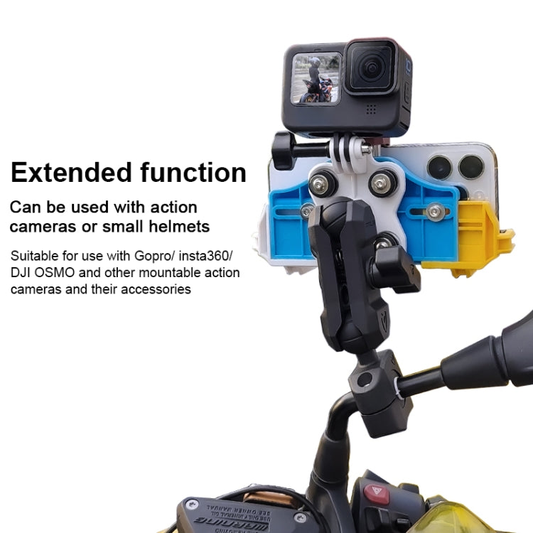 MOTOSLG Crab Motorcycle Phone Clamp Bracket L-Type Rear Mirror Mount(Blue White Red) - Holder by MOTOLSG | Online Shopping South Africa | PMC TechLife | Buy Now Pay Later Mobicred