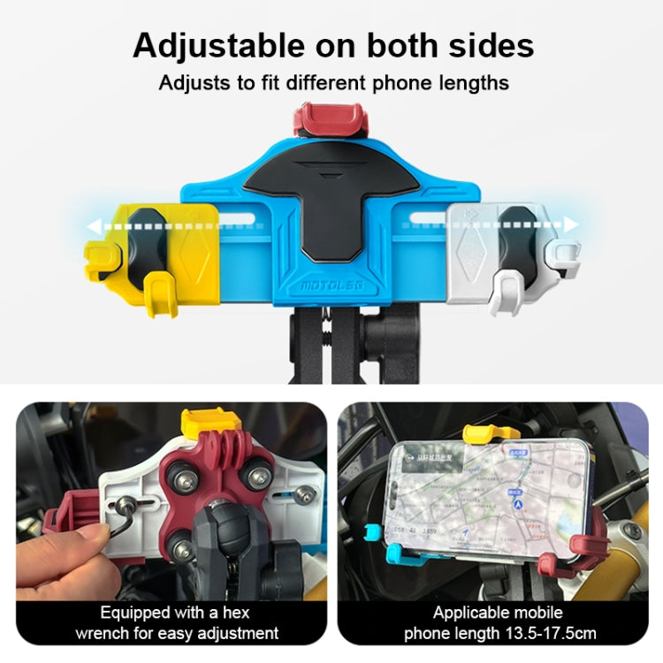 MOTOSLG Crab Motorcycle Phone Clamp Bracket L-Type Rear Mirror Mount(Yellow Blue White) - free shipping - PMC TechLife - Order now!