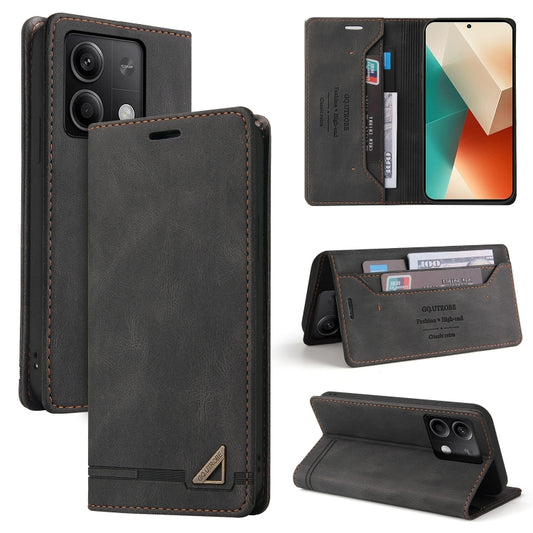 For Xiaomi Redmi Note 13 5G Skin Feel Anti-theft Brush Horizontal Flip Leather Case with Holder(Black) - Note 13 Cases by PMC Jewellery | Online Shopping South Africa | PMC Jewellery | Buy Now Pay Later Mobicred