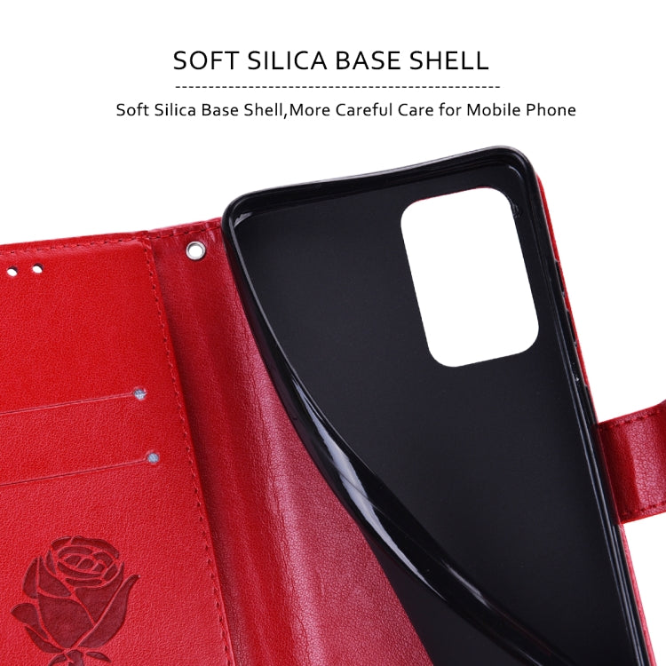 For Xiaomi Redmi Note 12 5G Global/Poco X5 Rose Embossed Flip PU Leather Phone Case(Red) - free shipping - PMC TechLife - Order now!