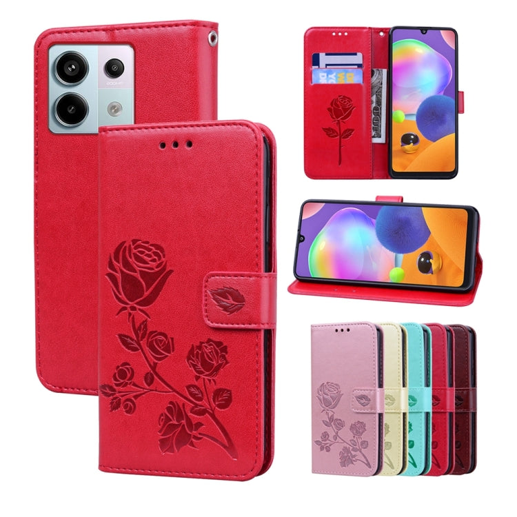 For Xiaomi Redmi Note 13 Pro 5G / Poco X6 Rose Embossed Flip PU Leather Phone Case(Red) - Note 13 Pro Cases by PMC TechLife | Online Shopping South Africa | PMC TechLife | Buy Now Pay Later Mobicred