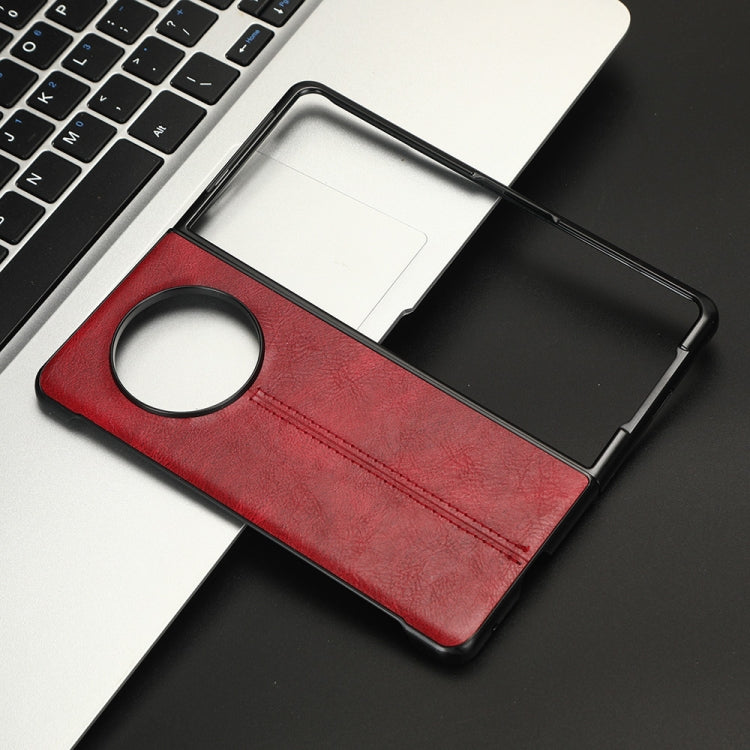 For Tecno Phantom V Fold Cow Pattern Sewing Back Cover Phone Case(Red) - Tecno Cases by PMC TechLife | Online Shopping South Africa | PMC TechLife | Buy Now Pay Later Mobicred