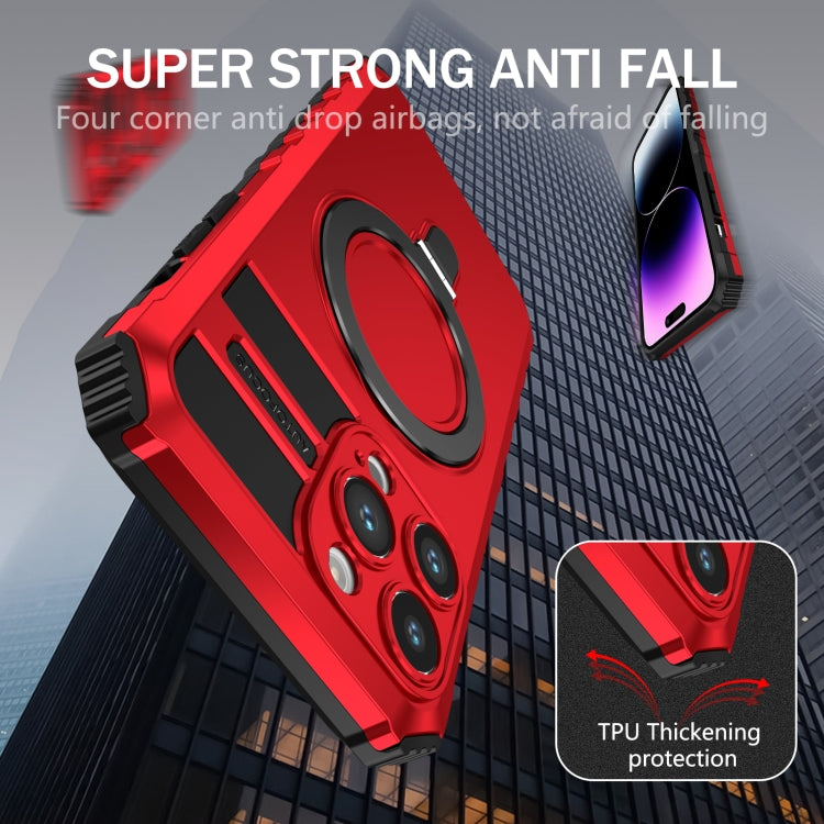 For iPhone 15 Pro MagSafe Magnetic Holder Phone Case(Red) - iPhone 15 Pro Cases by PMC TechLife | Online Shopping South Africa | PMC TechLife