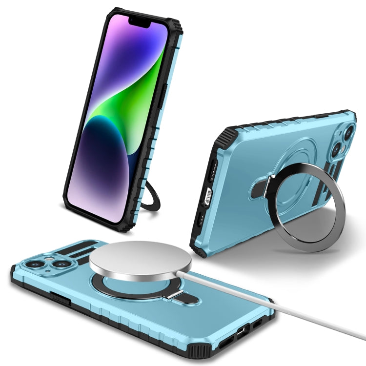 For iPhone 14 MagSafe Magnetic Holder Phone Case(Light Blue) - iPhone 14 Cases by PMC Jewellery | Online Shopping South Africa | PMC Jewellery