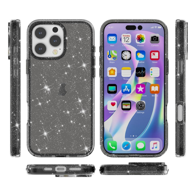For iPhone 16 Pro Shockproof Terminator Glitter Powder Phone Case(Black) - iPhone 16 Pro Cases by PMC TechLife | Online Shopping South Africa | PMC TechLife | Buy Now Pay Later Mobicred