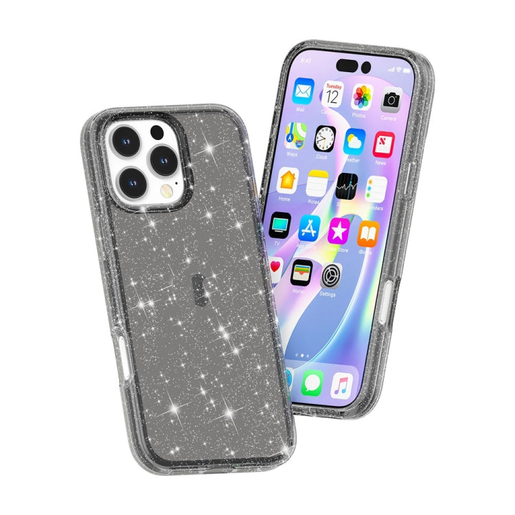 For iPhone 16 Pro Shockproof Terminator Glitter Powder Phone Case(Black) - iPhone 16 Pro Cases by PMC TechLife | Online Shopping South Africa | PMC TechLife | Buy Now Pay Later Mobicred