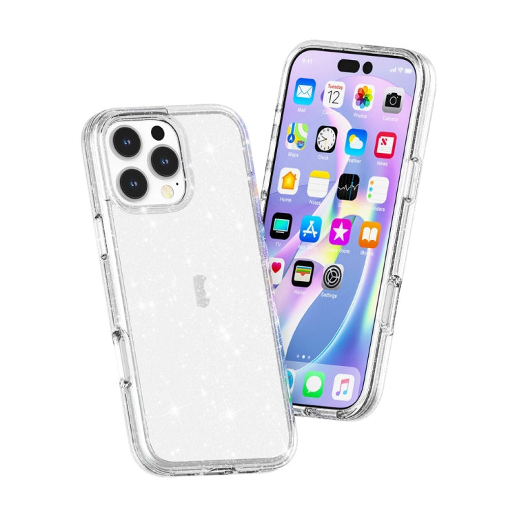 For iPhone 16 Pro Shockproof Terminator Glitter Powder Phone Case(White) - iPhone 16 Pro Cases by PMC TechLife | Online Shopping South Africa | PMC TechLife | Buy Now Pay Later Mobicred