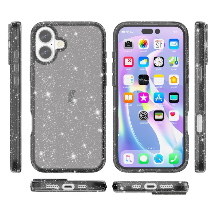 For iPhone 16 Plus Shockproof Terminator Glitter Powder Phone Case(Black) - iPhone 16 Plus Cases by PMC TechLife | Online Shopping South Africa | PMC TechLife | Buy Now Pay Later Mobicred