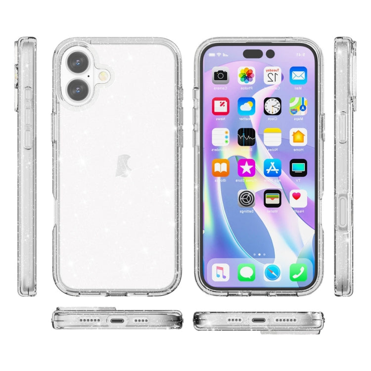 For iPhone 16 Plus Shockproof Terminator Glitter Powder Phone Case(White) - iPhone 16 Plus Cases by PMC Jewellery | Online Shopping South Africa | PMC Jewellery | Buy Now Pay Later Mobicred