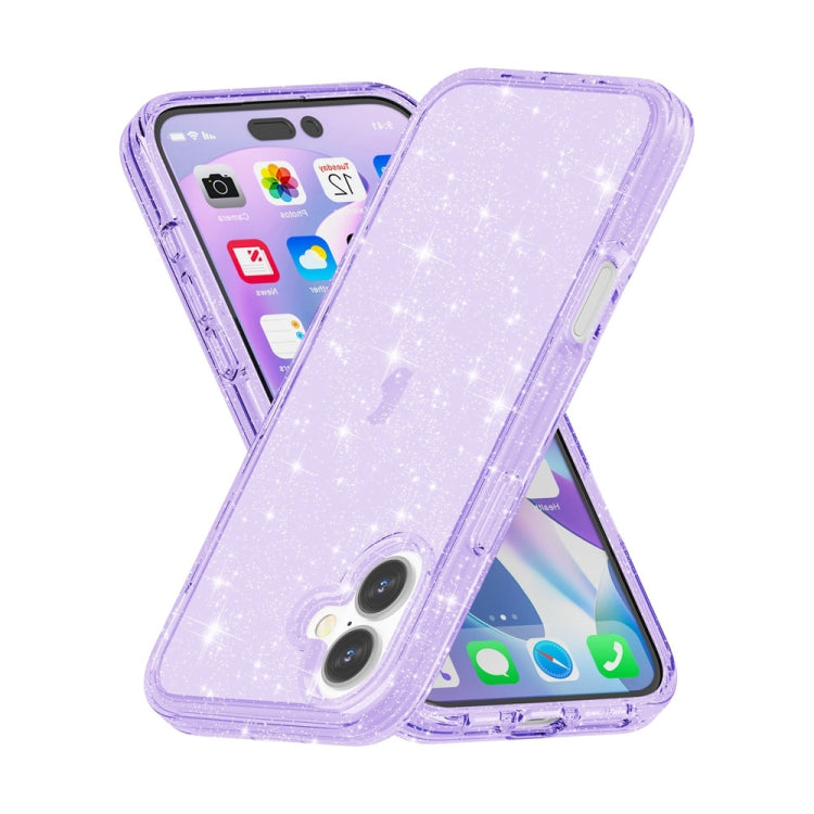 For iPhone 16 Plus Shockproof Terminator Glitter Powder Phone Case(Purple) - iPhone 16 Plus Cases by PMC Jewellery | Online Shopping South Africa | PMC Jewellery | Buy Now Pay Later Mobicred