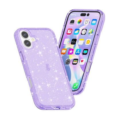 For iPhone 16 Plus Shockproof Terminator Glitter Powder Phone Case(Purple) - iPhone 16 Plus Cases by PMC Jewellery | Online Shopping South Africa | PMC Jewellery | Buy Now Pay Later Mobicred