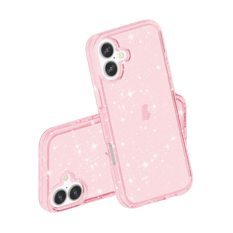 For iPhone 16 Shockproof Terminator Glitter Powder Phone Case(Pink) - iPhone 16 Cases by PMC TechLife | Online Shopping South Africa | PMC TechLife | Buy Now Pay Later Mobicred