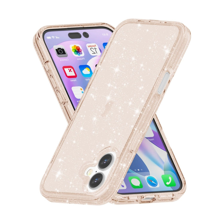 For iPhone 16 Shockproof Terminator Glitter Powder Phone Case(Gold) - iPhone 16 Cases by PMC TechLife | Online Shopping South Africa | PMC TechLife | Buy Now Pay Later Mobicred