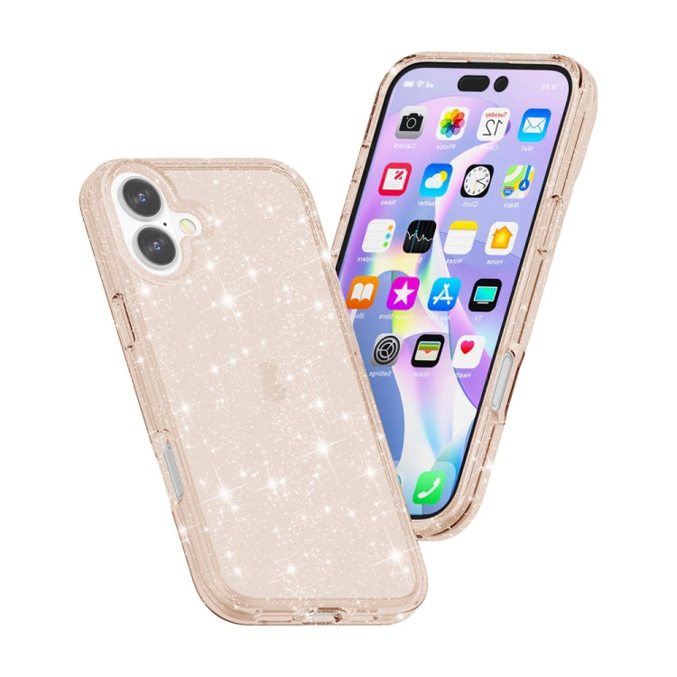 For iPhone 16 Shockproof Terminator Glitter Powder Phone Case(Gold) - iPhone 16 Cases by PMC TechLife | Online Shopping South Africa | PMC TechLife | Buy Now Pay Later Mobicred