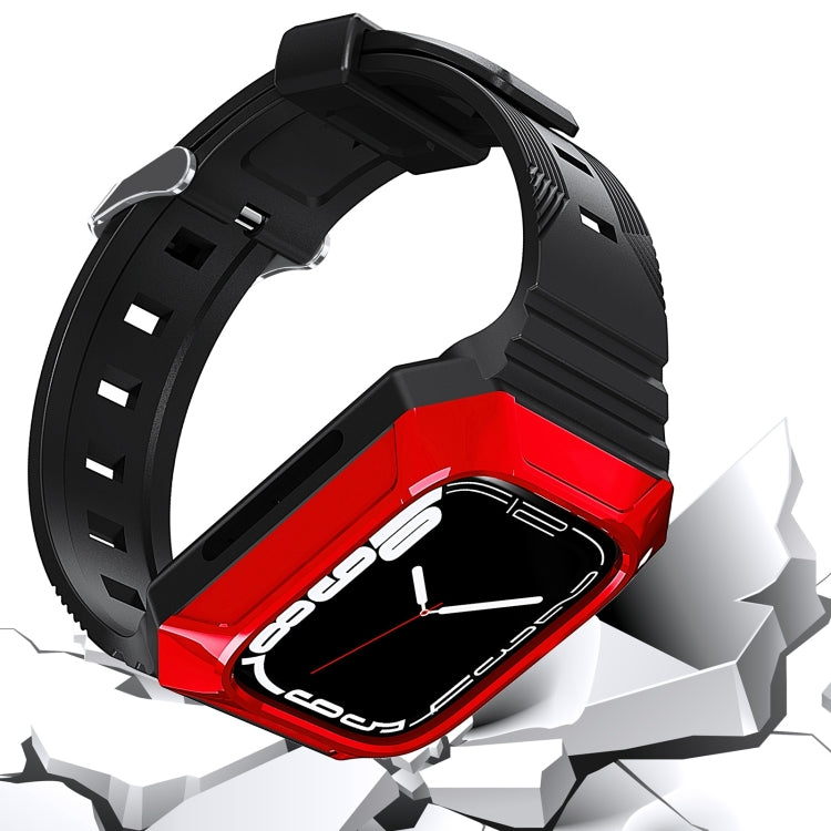 For Apple Watch Ultra 2 49mm PC Rugged Case Integrated TPU Watch Band(Red) - Watch Bands by PMC Jewellery | Online Shopping South Africa | PMC Jewellery | Buy Now Pay Later Mobicred