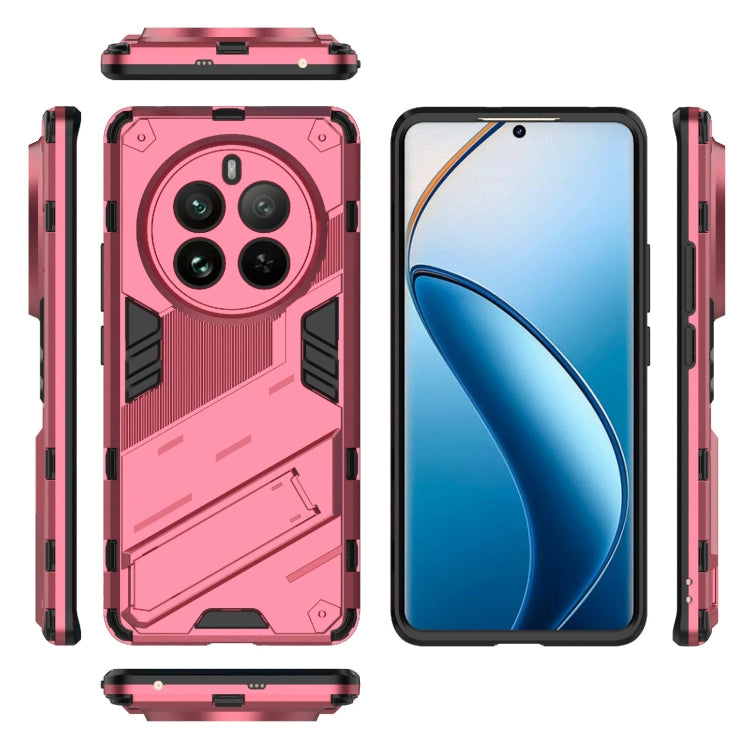 For Realme 12 Pro 5G Global Punk Armor 2 in 1 PC + TPU Phone Case with Holder(Light Red) - Realme Cases by PMC TechLife | Online Shopping South Africa | PMC TechLife | Buy Now Pay Later Mobicred