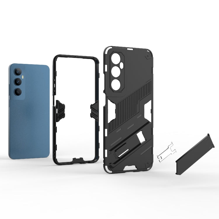 For Realme C65 4G Global Punk Armor 2 in 1 PC + TPU Phone Case with Holder(Black) - Realme Cases by PMC TechLife | Online Shopping South Africa | PMC TechLife | Buy Now Pay Later Mobicred
