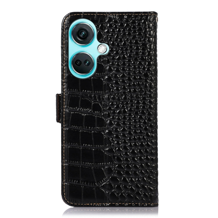 For OnePlus Nord CE3 5G Crocodile Top Layer Cowhide Leather Phone Case(Black) - OnePlus Cases by PMC TechLife | Online Shopping South Africa | PMC TechLife | Buy Now Pay Later Mobicred