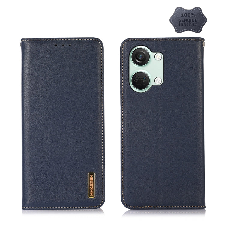 For OnePlus Nord 3 / Ace 2V KHAZNEH Nappa Top Layer Cowhide Leather Phone Case(Blue) - OnePlus Cases by PMC TechLife | Online Shopping South Africa | PMC TechLife | Buy Now Pay Later Mobicred