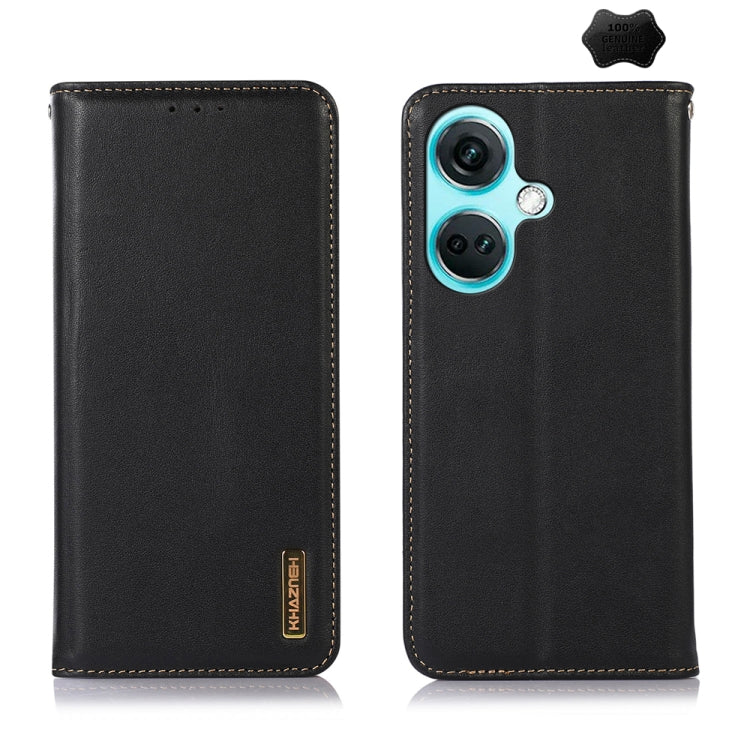 For OnePlus Nord CE3 5G KHAZNEH Nappa Top Layer Cowhide Leather Phone Case(Black) - OnePlus Cases by PMC TechLife | Online Shopping South Africa | PMC TechLife | Buy Now Pay Later Mobicred