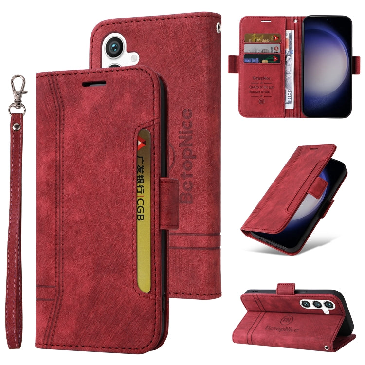 For Samsung Galaxy S24+ BETOPNICE Dual-side Buckle Leather Phone Case(Red) - free shipping - PMC Jewellery - Order now!
